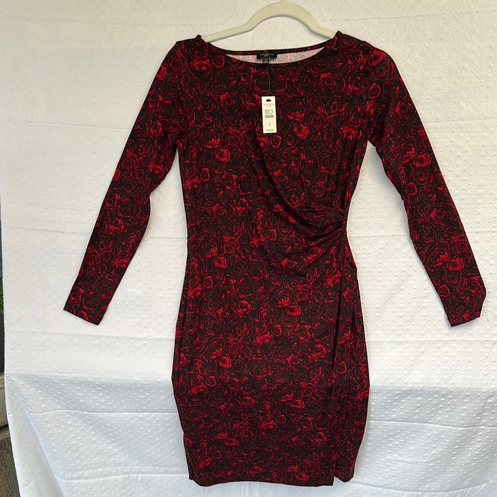 Talbots Red Asymmetrical Ruched Cocktail Dress